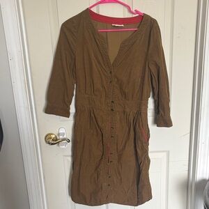 Maeve Brown Long Sleeve Dress with Red Accents